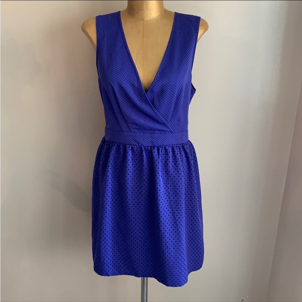 Polka Dot Sleeve Less Belted Dress with Zipper